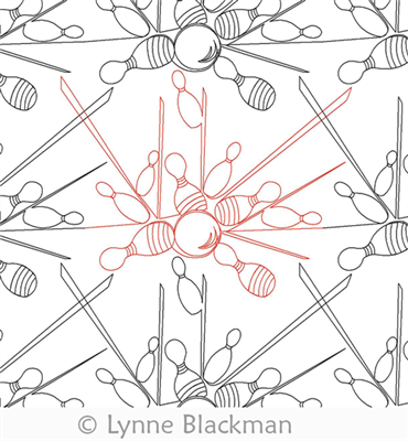 Digital Quilting Design Bowling Strike Panto by Lynne Blackman.