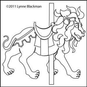 Digital Quilting Design Carousel Lion by Lynne Blackman.