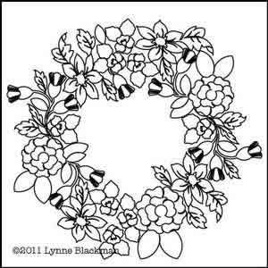Digital Quilting Design Mixed Floral Wreath by Lynne Blackman.