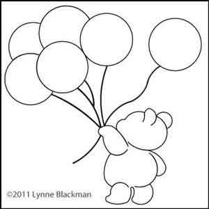 Digital Quilting Design Teddy and Balloons by Lynne Blackman.