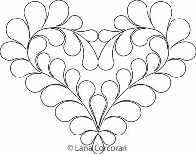 Digital Quilting Design Honeymoon Feathered Heart by Lana Corcoran.