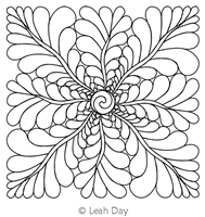 Digital Quilting Design Feather Flower Block by Leah Day.