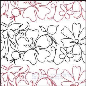 Digital Quilting Design Butterfly and Wild Roses Panto #1 by LauraLee Fritz.