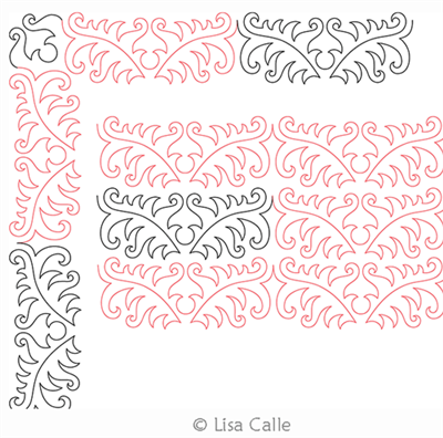 Digital Quilting Design Frolicking Fern Panto or Border and Corner by Lisa Calle.