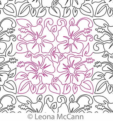 Digital Quilting Design Hawaiian Flower Border and Panto 12 by Leona McCann.
