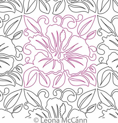 Digital Quilting Design Hawaiian Flower Border and Panto 2 by Leona McCann.