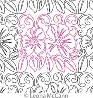 Digital Quilting Design Hawaiian Flower Border and Panto 7 by Leona McCann.