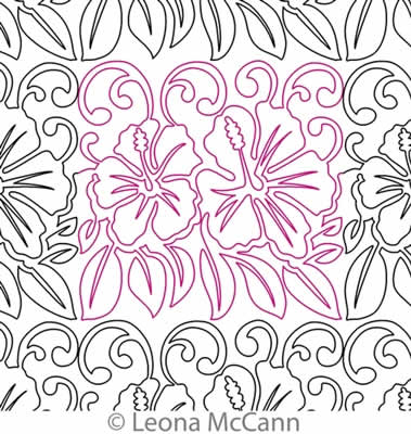 Digital Quilting Design Hawaiian Flower Border and Panto 7 by Leona McCann.