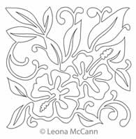 Digital Quilting Design Hawaiian Flower Block 1 by Leona McCann.