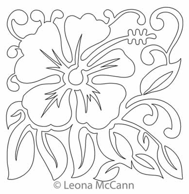 Digital Quilting Design Hawaiian Flower Block 10 by Leona McCann.