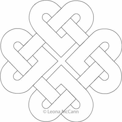 Digital Quilting Design Celtic Hearts Block by Leona McCann.