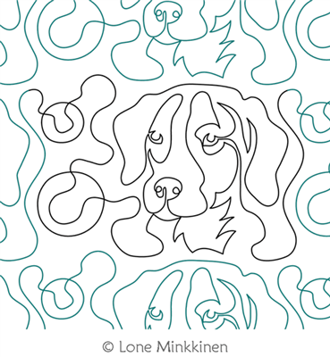 Digital Quilting Design Beagle with Tennis Balls by Lone Minkkinen