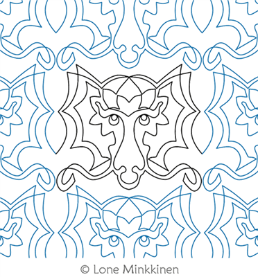 Digital Quilting Design Dragon Face by Lone Minkkinen