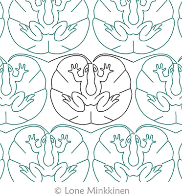 Digital Quilting Design Frog on Lily Pad by Lone Minkkinen