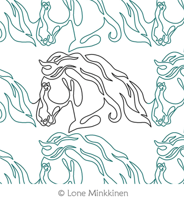 Digital Quilting Design Horse Profile by Lone Minkkinen