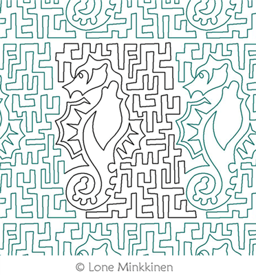 Digital Quilting Design Seahorse Maze by Lone Minkkinen