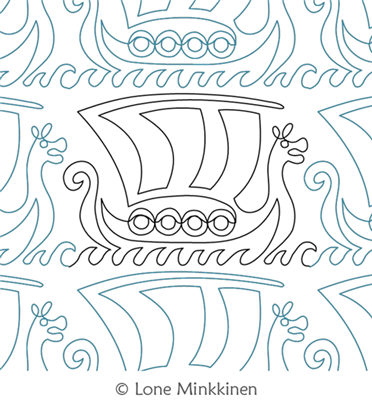 Digital Quilting Design Viking Ship by Lone Minkkinen