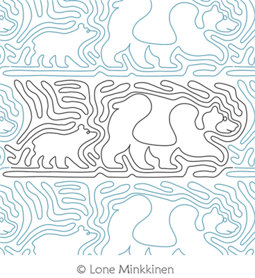 Bear and Cub by Lone Minkkinen. This image demonstrates how this computerized pattern will stitch out once loaded on your robotic quilting system. A full page pdf is included with the design download.