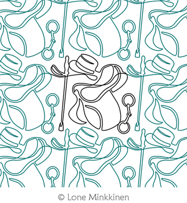 English Riding Gear by Lone Minkkinen. This image demonstrates how this computerized pattern will stitch out once loaded on your robotic quilting system. A full page pdf is included with the design download.