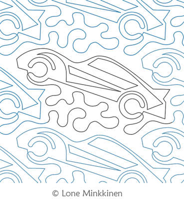 Fast Cars by Lone Minkkinen. This image demonstrates how this computerized pattern will stitch out once loaded on your robotic quilting system. A full page pdf is included with the design download.