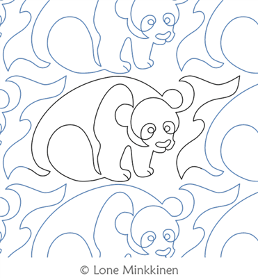 Panda by Lone Minkkinen. This image demonstrates how this computerized pattern will stitch out once loaded on your robotic quilting system. A full page pdf is included with the design download.