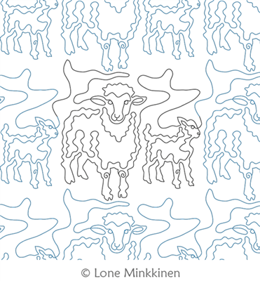 Sheep and Lamb by Lone Minkkinen. This image demonstrates how this computerized pattern will stitch out once loaded on your robotic quilting system. A full page pdf is included with the design download.