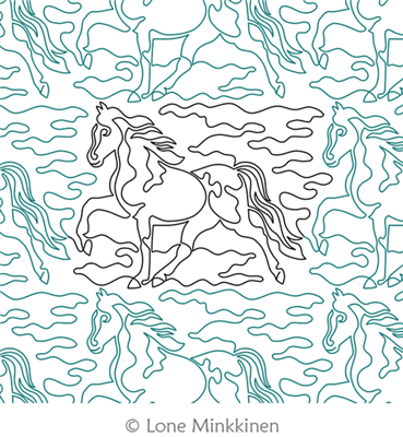 Tennessee Walking Horse by Lone Minkkinen. This image demonstrates how this computerized pattern will stitch out once loaded on your robotic quilting system. A full page pdf is included with the design download.