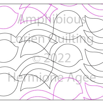 Amphibious by Lorien Quilting. This image demonstrates how this computerized pattern will stitch out once loaded on your robotic quilting system. A full page pdf is included with the design download.