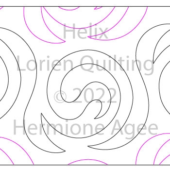 Helix by Lorien Quilting. This image demonstrates how this computerized pattern will stitch out once loaded on your robotic quilting system. A full page pdf is included with the design download.