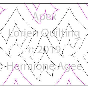 Apex by Lorien Quilting. This image demonstrates how this computerized pattern will stitch out once loaded on your robotic quilting system. A full page pdf is included with the design download.