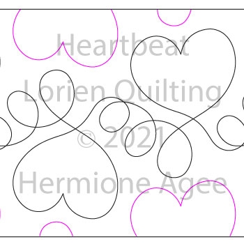 Heartbeat by Lorien Quilting. This image demonstrates how this computerized pattern will stitch out once loaded on your robotic quilting system. A full page pdf is included with the design download.