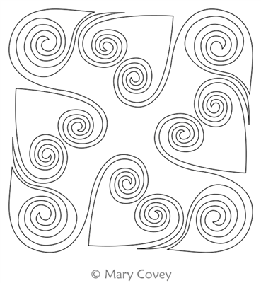 Digital Quilting Design Spontaneous Swirls Block by Mary Covey.
