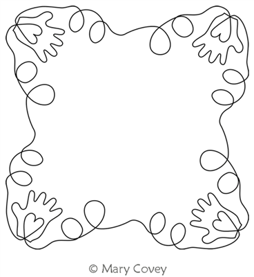 Baby Hearts and Hands Frame by Mary Covey. This image demonstrates how this computerized pattern will stitch out once loaded on your robotic quilting system. A full page pdf is included with the design download.