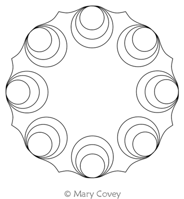 Connecting Circles Circle 2 by Mary Covey. This image demonstrates how this computerized pattern will stitch out once loaded on your robotic quilting system. A full page pdf is included with the design download.