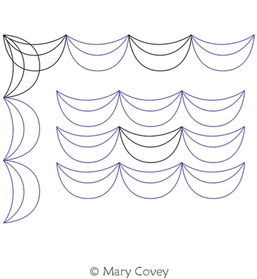 Swag Border and Corner by Mary Covey. This image demonstrates how this computerized pattern will stitch out once loaded on your robotic quilting system. A full page pdf is included with the design download.