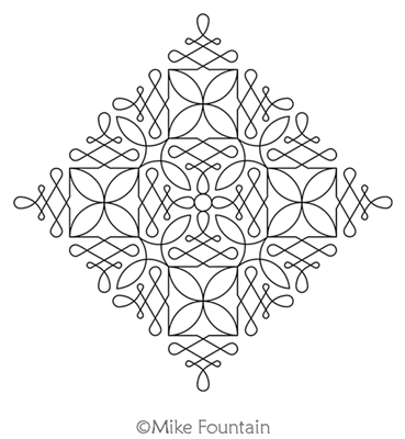 Lace Medallion by Mike Fountain. This image demonstrates how this computerized pattern will stitch out once loaded on your robotic quilting system. A full page pdf is included with the design download.