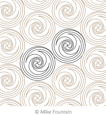 Swirl Centers 1 by Mike Fountain. This image demonstrates how this computerized pattern will stitch out once loaded on your robotic quilting system. A full page pdf is included with the design download.