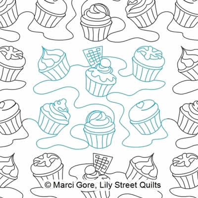 Digital Quilting Design Cupcakes E2E by Marci Gore.