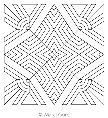 Egypt Block by Marci Gore. This image demonstrates how this computerized pattern will stitch out once loaded on your robotic quilting system. A full page pdf is included with the design download.