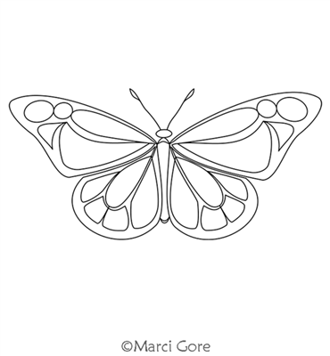 Butterfly Flutter Motif 1 by Marci Gore. This image demonstrates how this computerized pattern will stitch out once loaded on your robotic quilting system. A full page pdf is included with the design download.