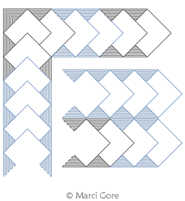 Filled Card Stock Border and Corner by Marci Gore. This image demonstrates how this computerized pattern will stitch out once loaded on your robotic quilting system. A full page pdf is included with the design download.