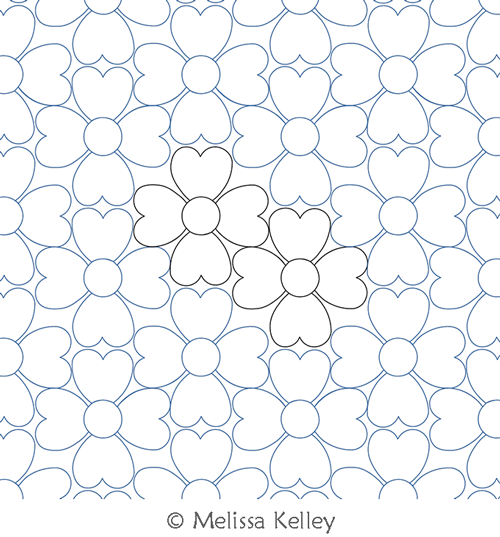 Darling by Melissa Kelley. This image demonstrates how this computerized pattern will stitch out once loaded on your robotic quilting system. A full page pdf is included with the design download.