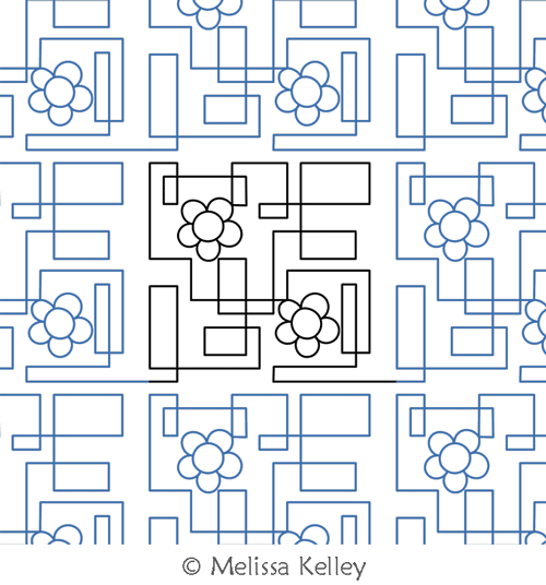 Geo Flower MK by Melissa Kelley. This image demonstrates how this computerized pattern will stitch out once loaded on your robotic quilting system. A full page pdf is included with the design download.