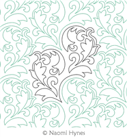 Baroque Flourish Pantograph by Naomi Hynes. This image demonstrates how this computerized pattern will stitch out once loaded on your robotic quilting system. A full page pdf is included with the design download.