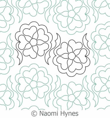 Digital Quilting Design Heart Flowers by Naomi Hynes.