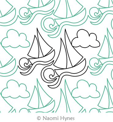 Digital Quilting Design Let's Go Sailing Pantograph by Naomi Hynes.