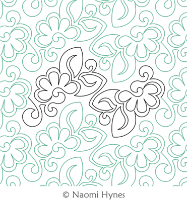 Bloom Pantograph by Naomi Hynes. This image demonstrates how this computerized pattern will stitch out once loaded on your robotic quilting system. A full page pdf is included with the design download.