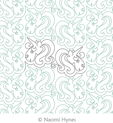 Oh My Unicorns Pantograph by Naomi Hynes. This image demonstrates how this computerized pattern will stitch out once loaded on your robotic quilting system. A full page pdf is included with the design download.