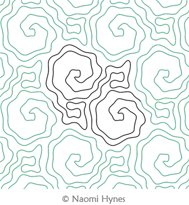 Wicked Water Pantograph by Naomi Hynes. This image demonstrates how this computerized pattern will stitch out once loaded on your robotic quilting system. A full page pdf is included with the design download.