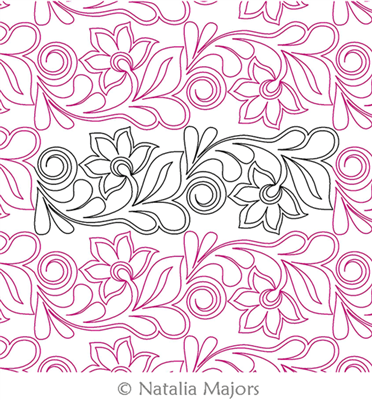 Digital Quilting Design Birdsong Flowers E2E by Natalia Majors.